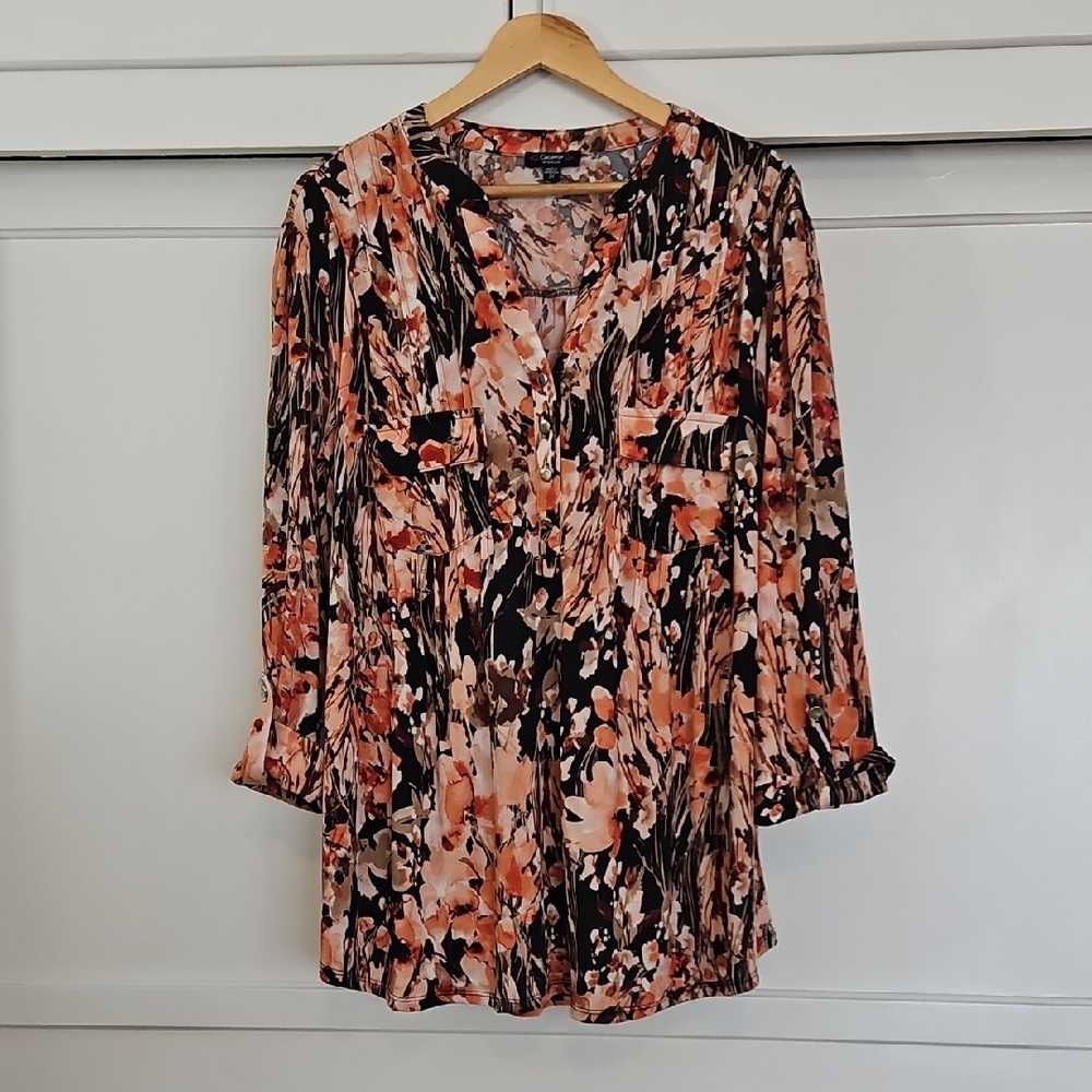 Dressy Dark Floral Blouse